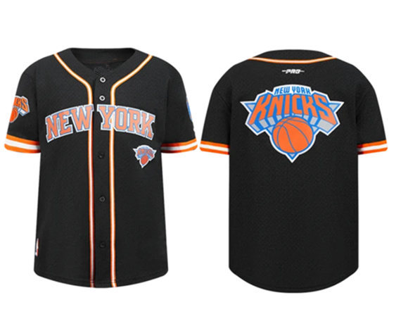 Men's Black New York Knicks Stitched Baseball Jersey